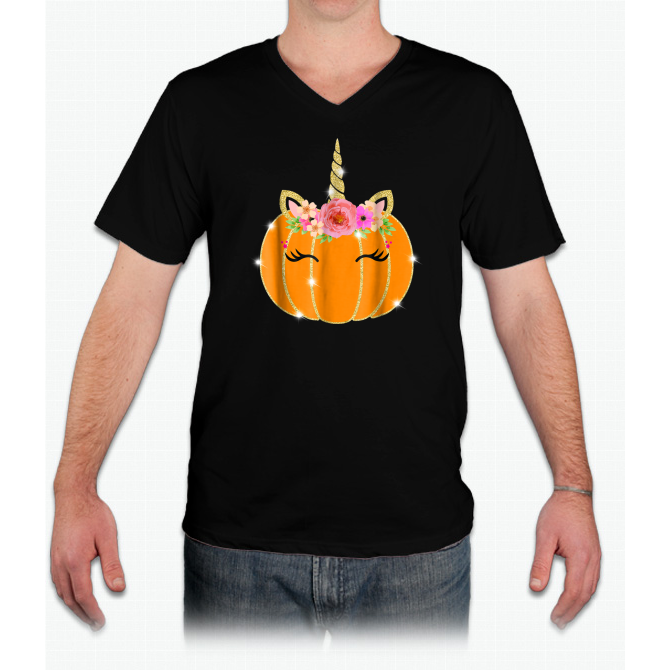 Floral Unicorn Pumpkin Halloween T-shirt S 