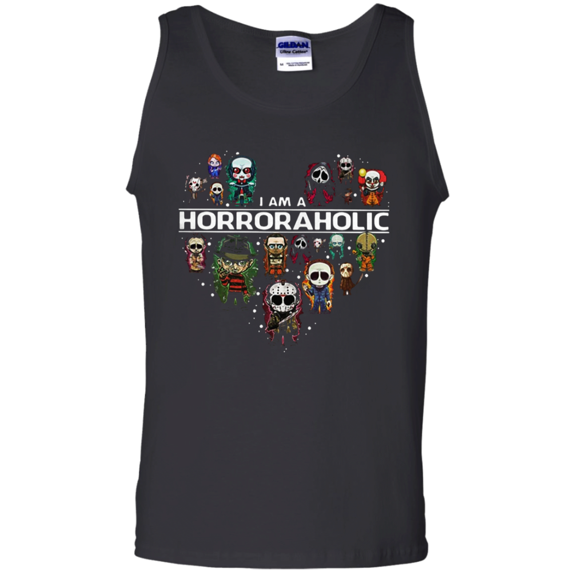 Shop I am a horror aholic Halloween shirt G220 Gildan 100% Cotton Tank ...