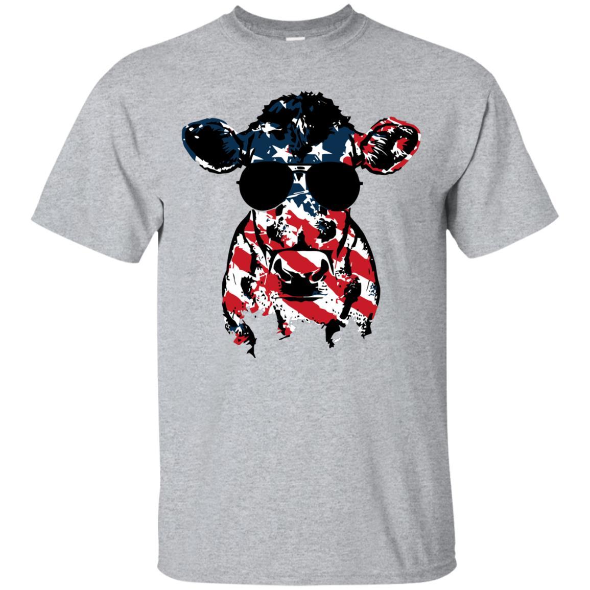 Cow American Flag Pattern T Shirt