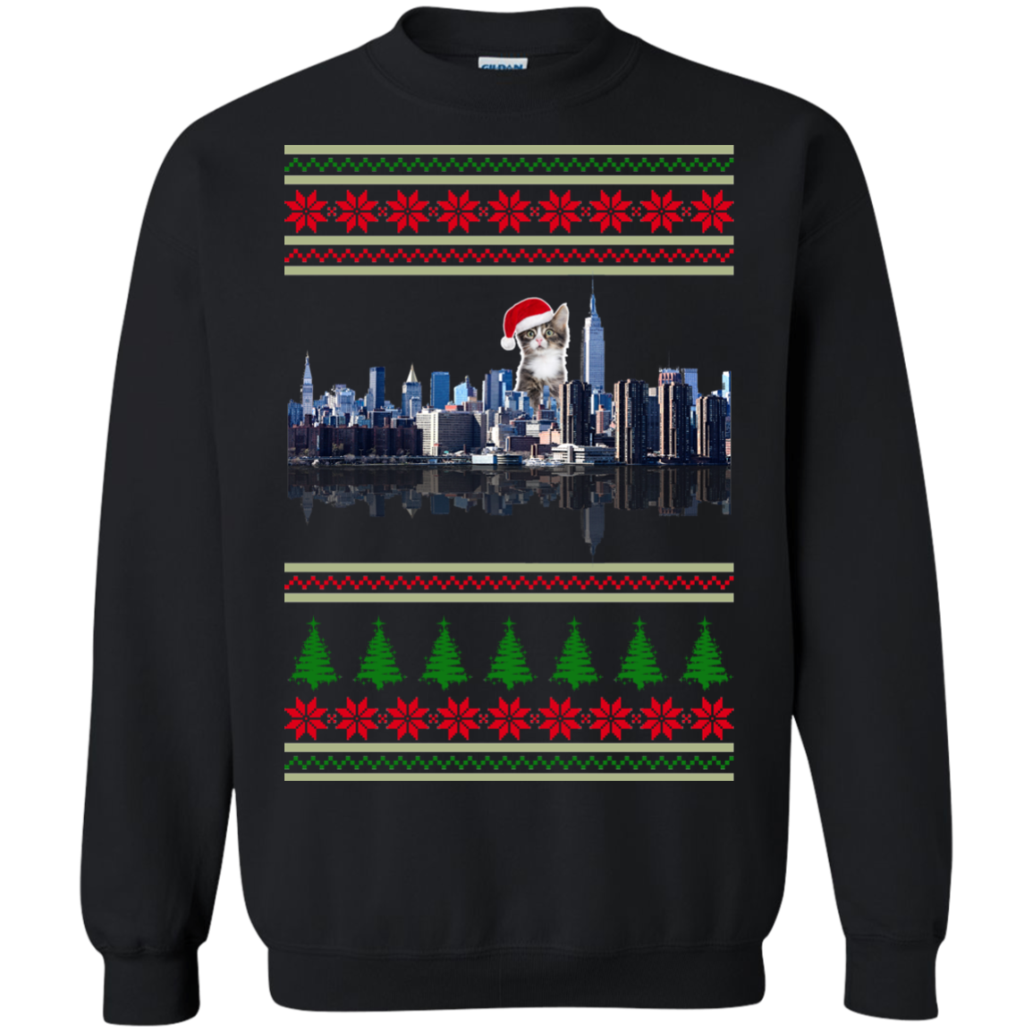 Christmas Ugly Sweater Cat And City S S Shirts