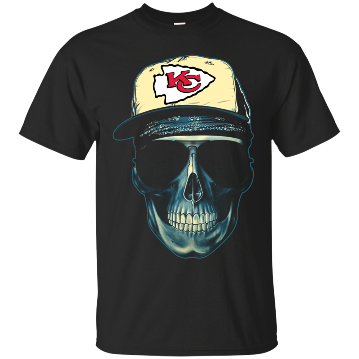 Skull Blue Kansas City Chiefs T Shirt