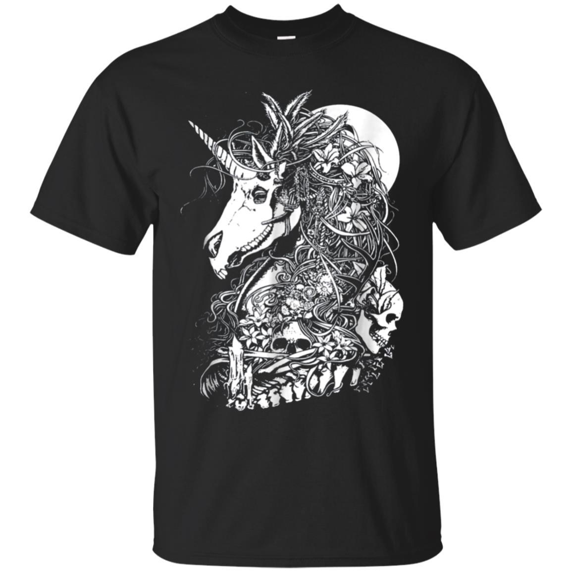 Unicorn Flower Skull T Shirt