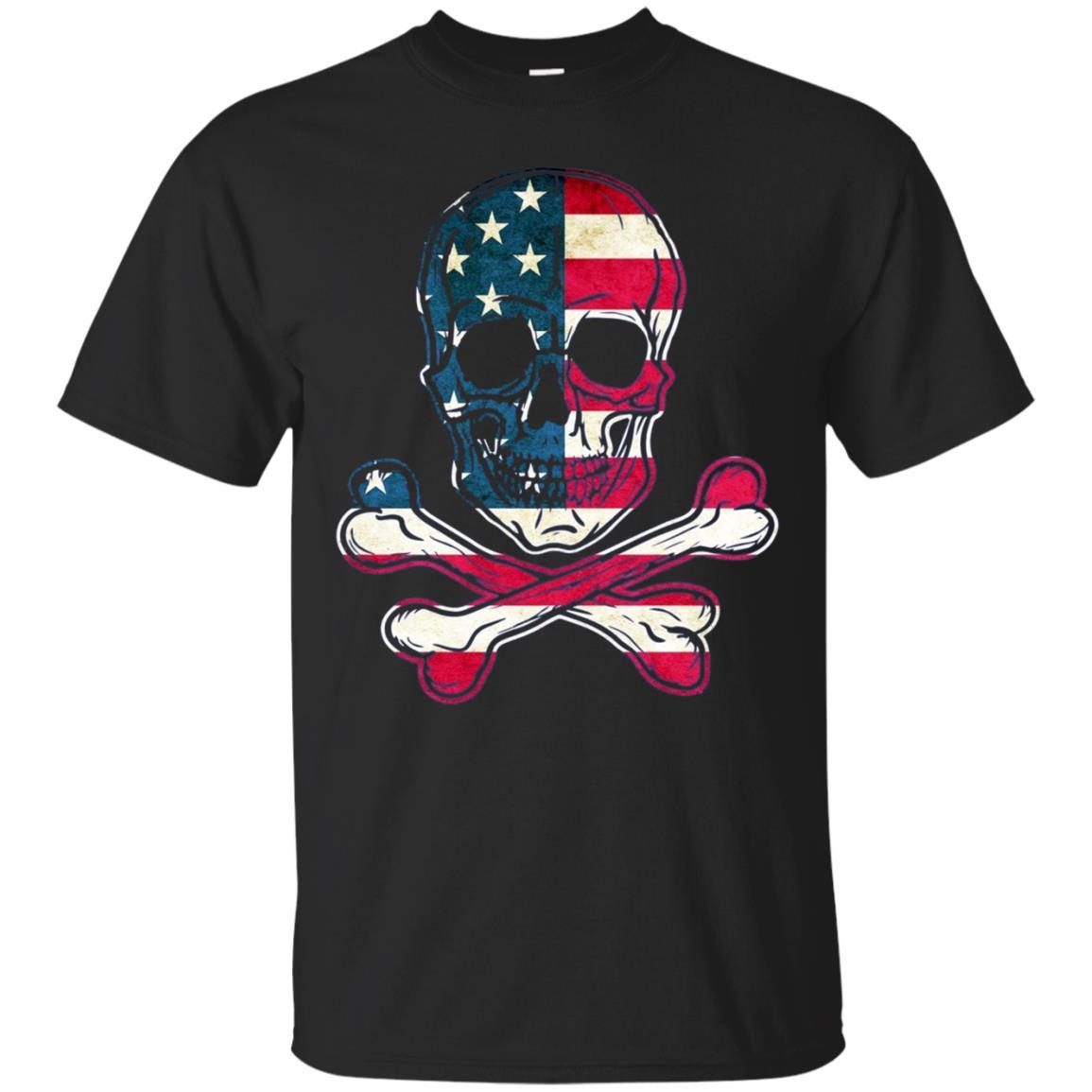 American Flag Skull And Crossbones Long Sleeve T-Shirt – Tee Peeze