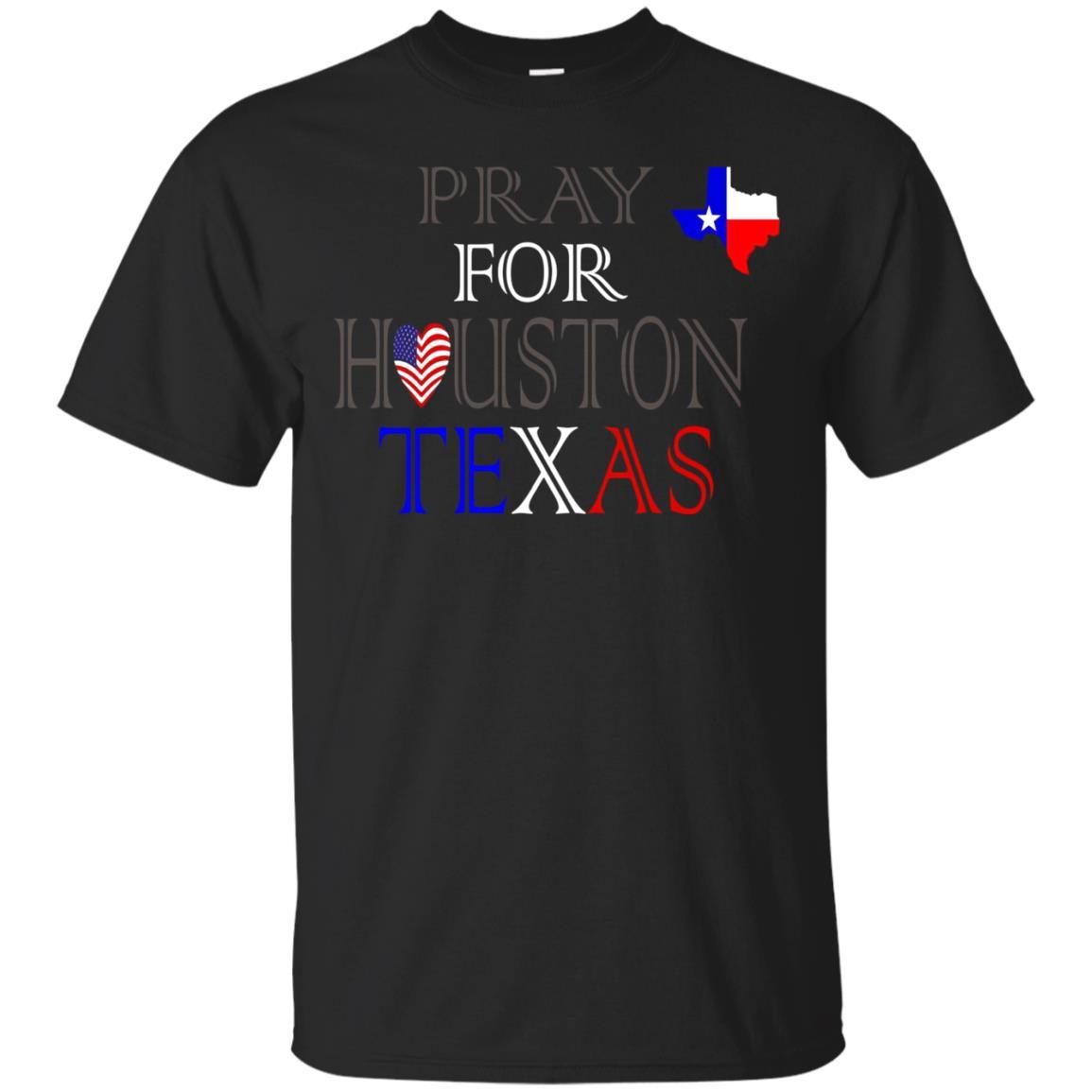 American Flag-texas Flag In Heart-pray For Houston T Shirt