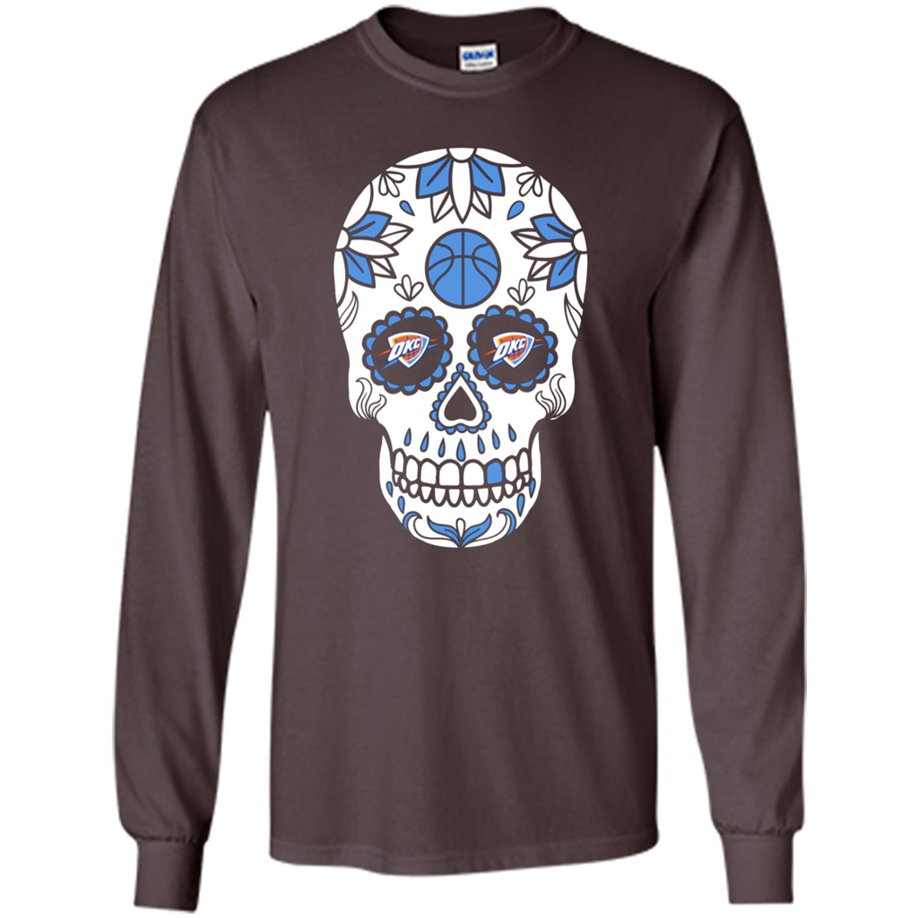 Oklahoma City Thunder Basketball Sugar Skull Day Of The Dead Kanstee Shop - T-shirt