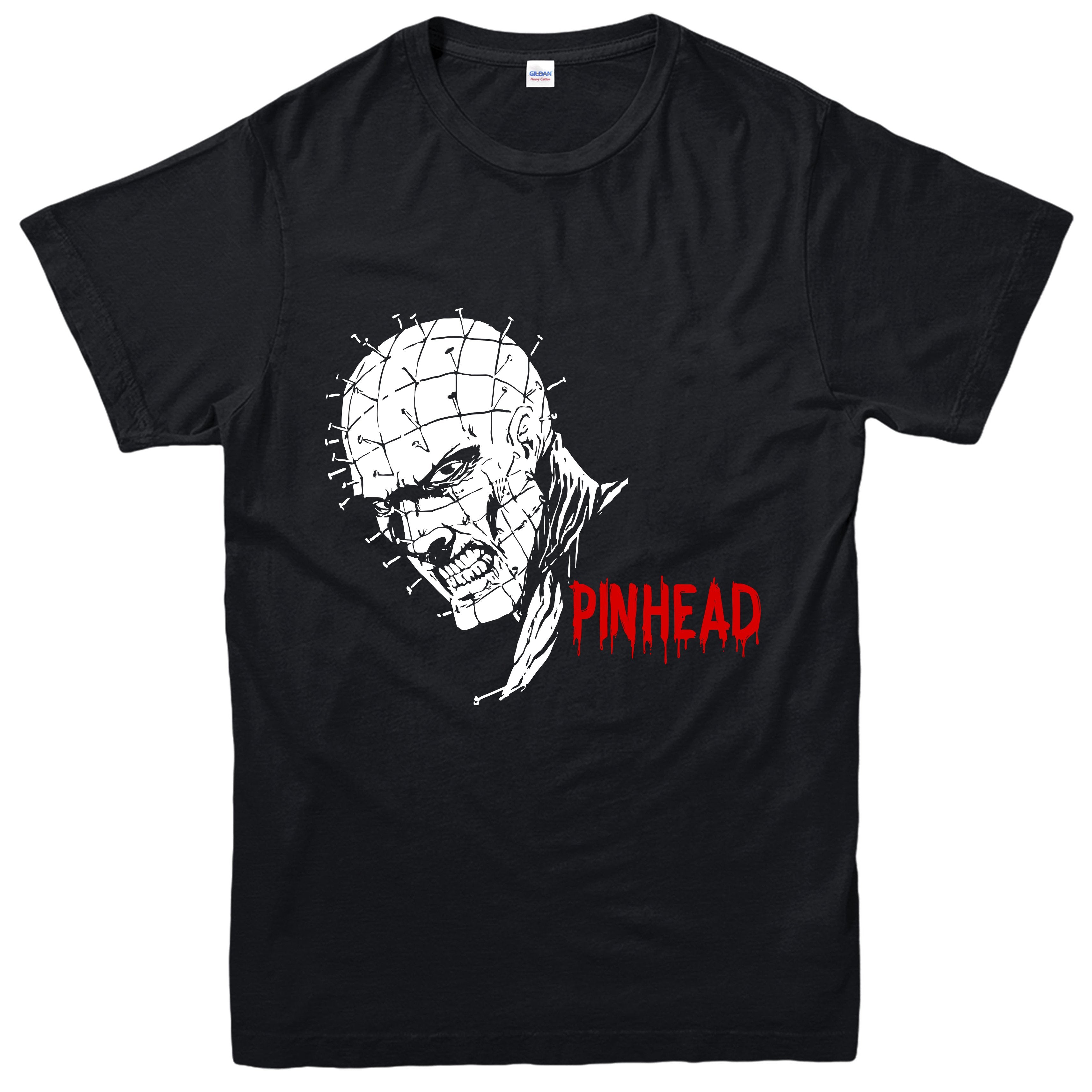 Pinhead T-shirt, Spooky Halloween Horror Character Inspired Design Tee Top