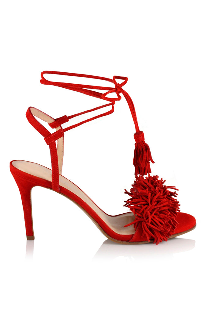 Notabene Juliet red suede heeled sandal 