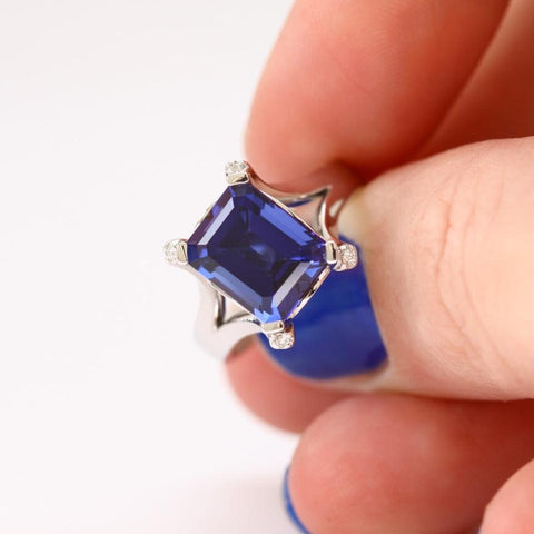 created sapphire engagement ring