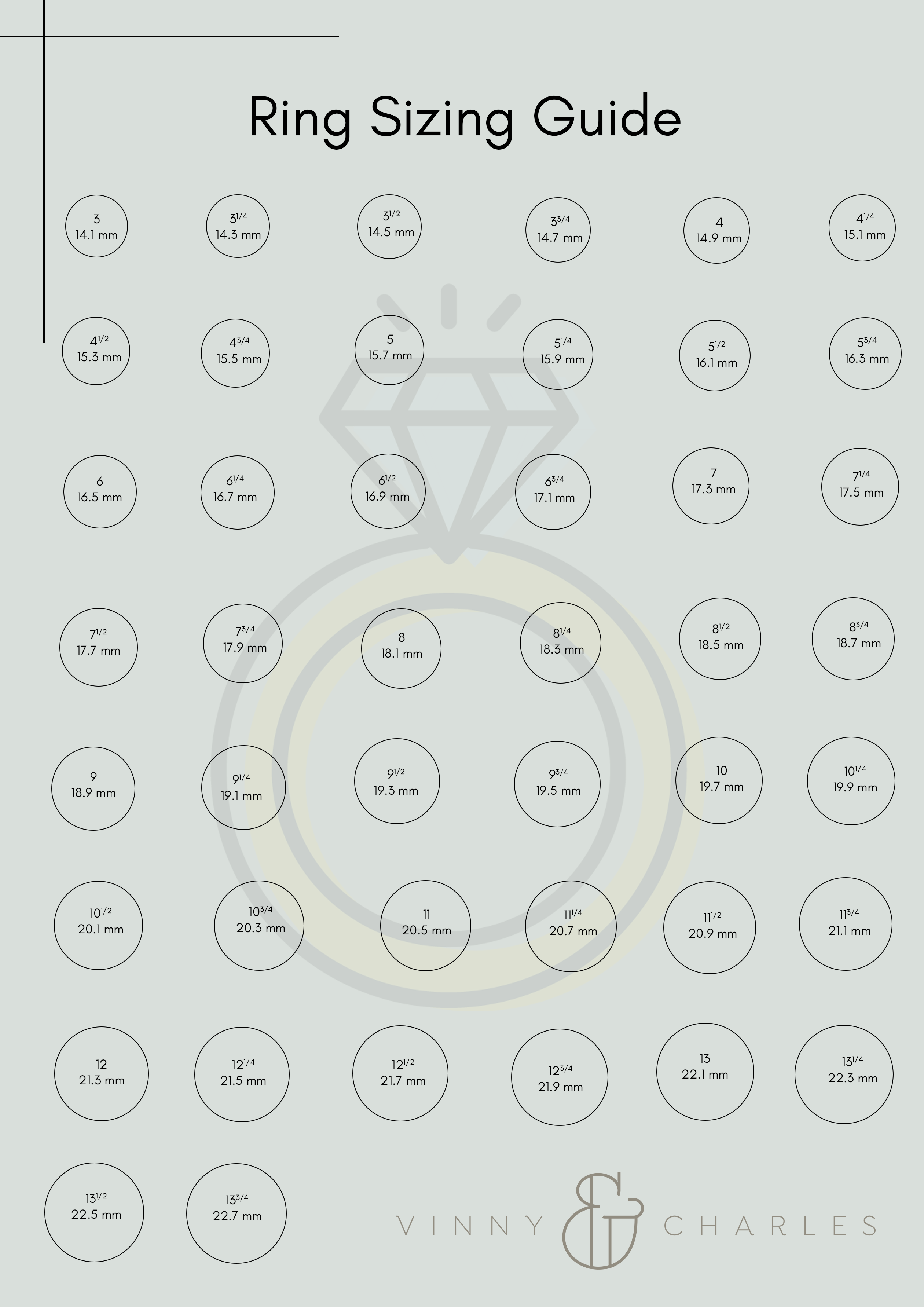 Ring size guide - Vinny & Charles