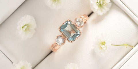 aquamarine ring in box