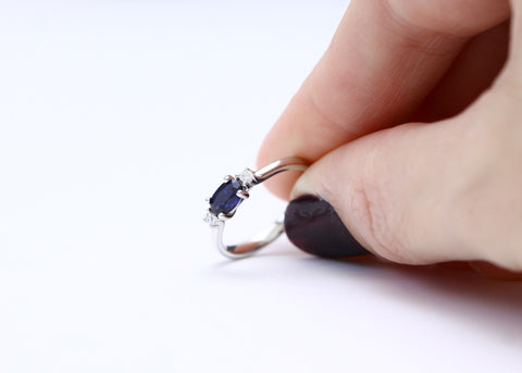 coloured stone engagement ring