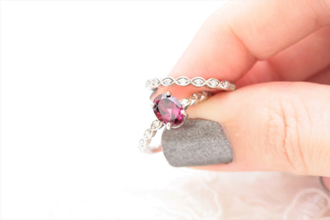 rhodolite garnet engagement ring