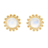 Goddaughters Silver 14K Gold Clad Moonstone Sun Stud Earrings for QVC