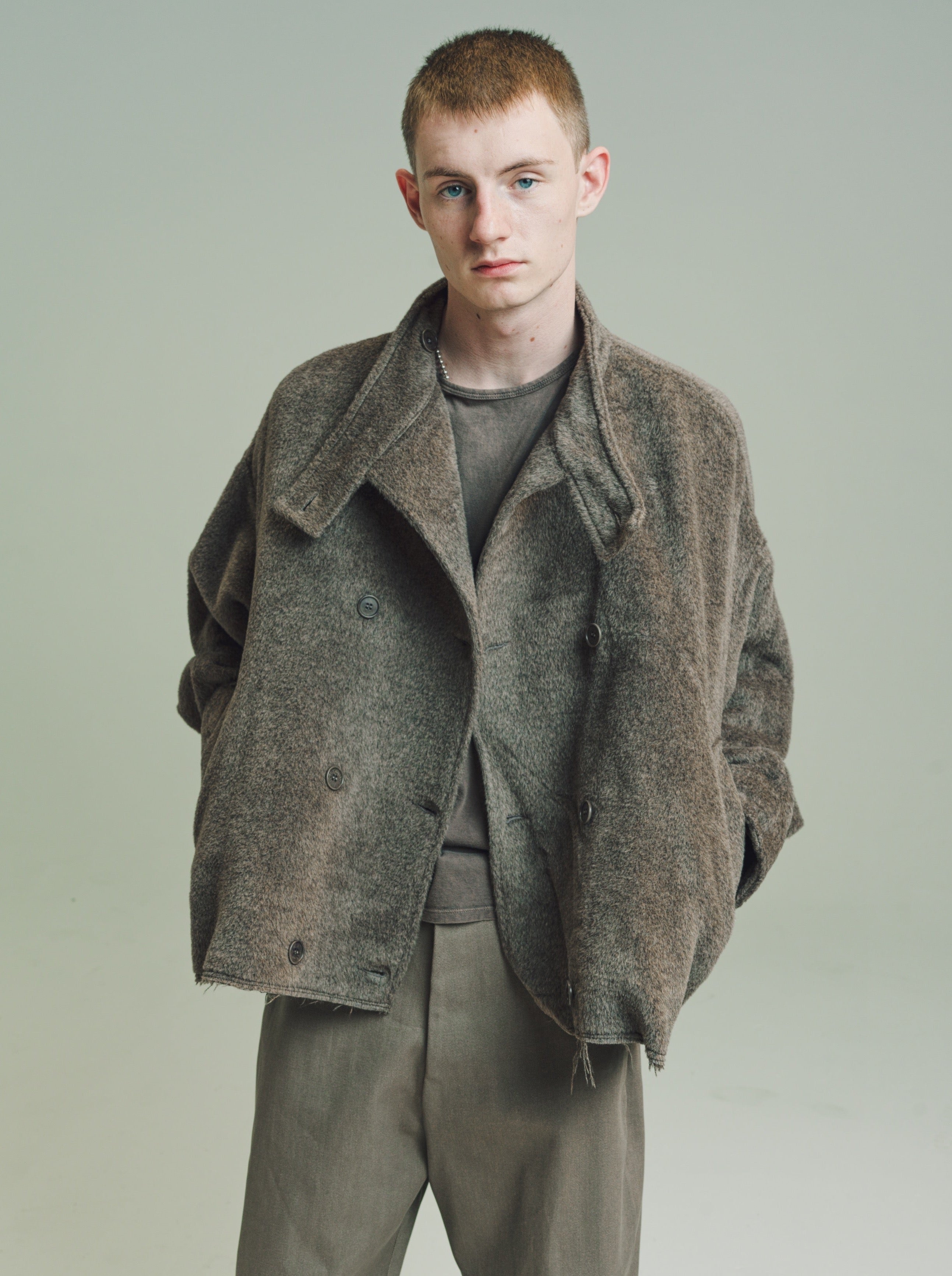 DPTO — NO.65 Brown Short Dormeuil Alpaca Oversized Coat