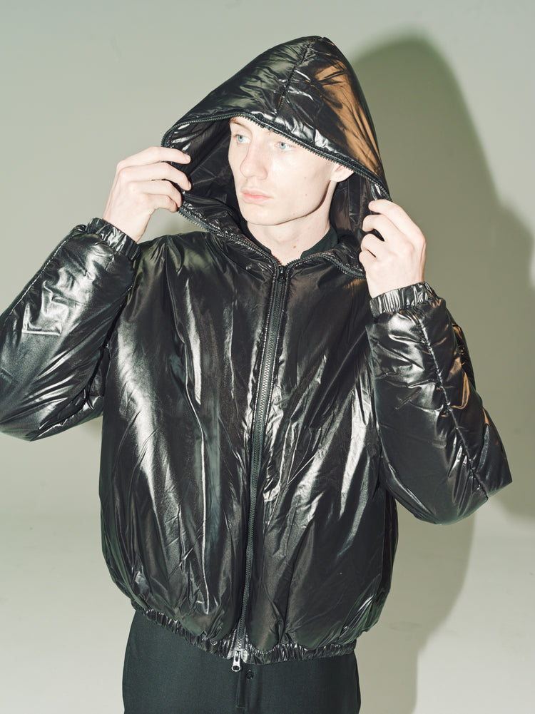 DPTO — NO.229 Black Recycled Limonta Puffer Hooded Jacket