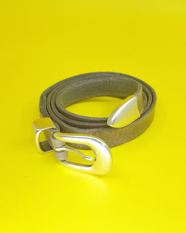 DPTO — Grey Leather 2CM Belt