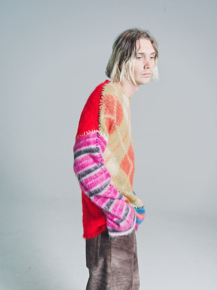 DPTO — Multicolor Mohair Knit Patchwork Sweater