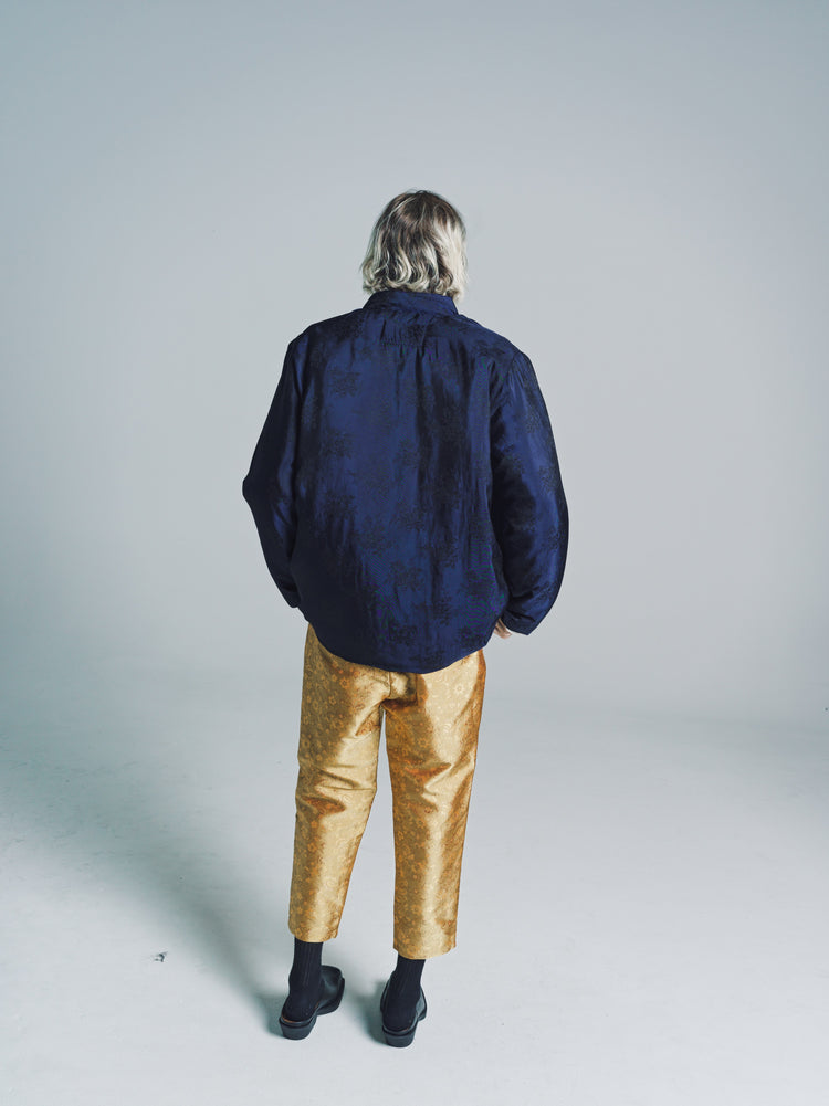 DPTO — Gold Silk Jacquard Grandpa Pants