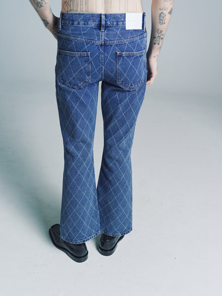 DPTO — Blue Quilted Flare Jeans