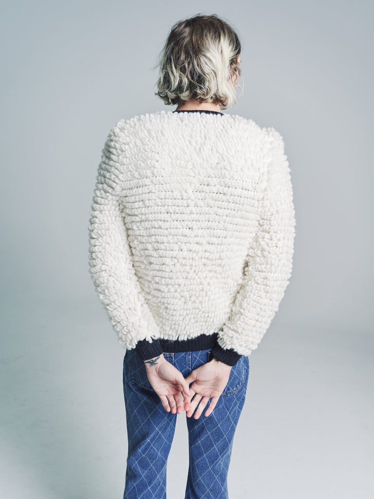 White Alpaca Wool Loop Knit Cardigan | Ernest W. Baker | DEPARTAMENTO