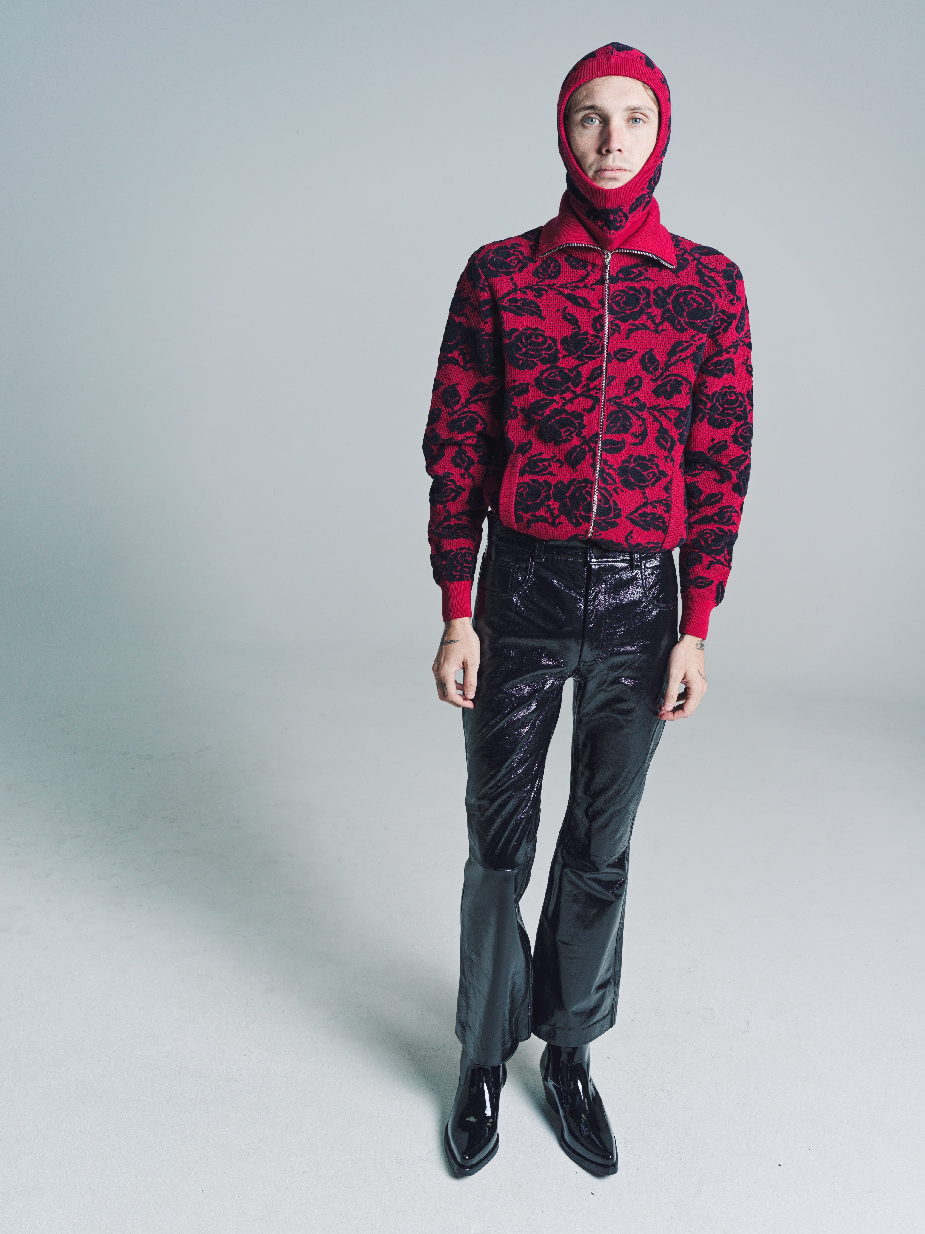 DPTO — Track Top Bordeaux Jacquard Rose