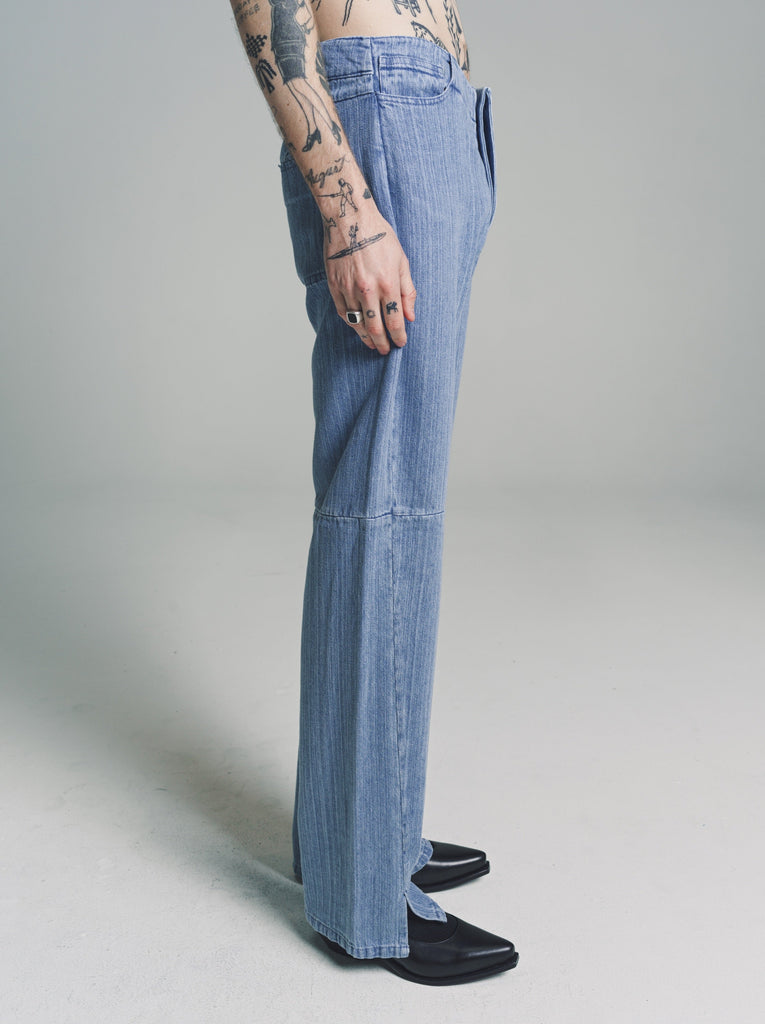 No.155 Bleached Indigo Denim Slit Trousers | Gabriela Coll