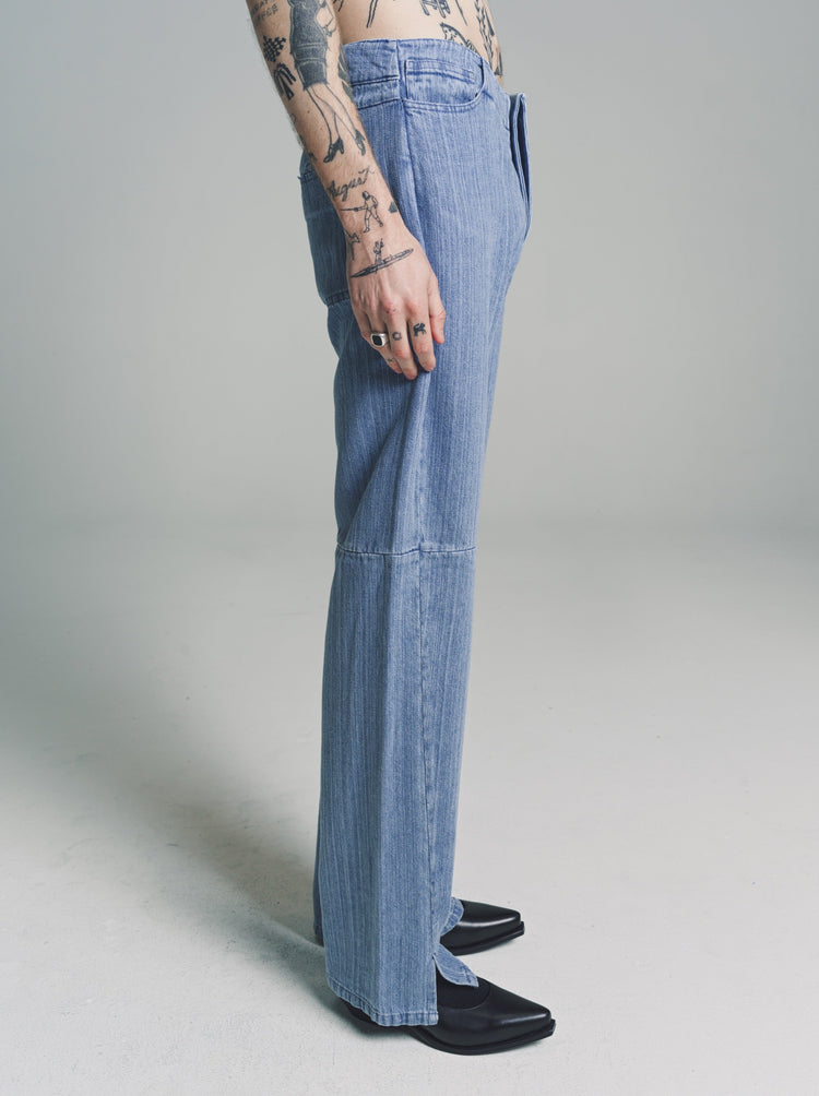 DPTO — No.155 Bleached Indigo Denim Slit Trousers