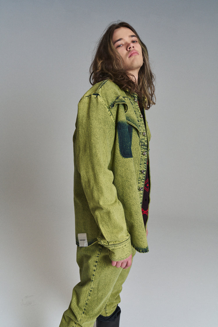 DPTO — Yellow Naples Snow Wash Eveh Denim Shirt