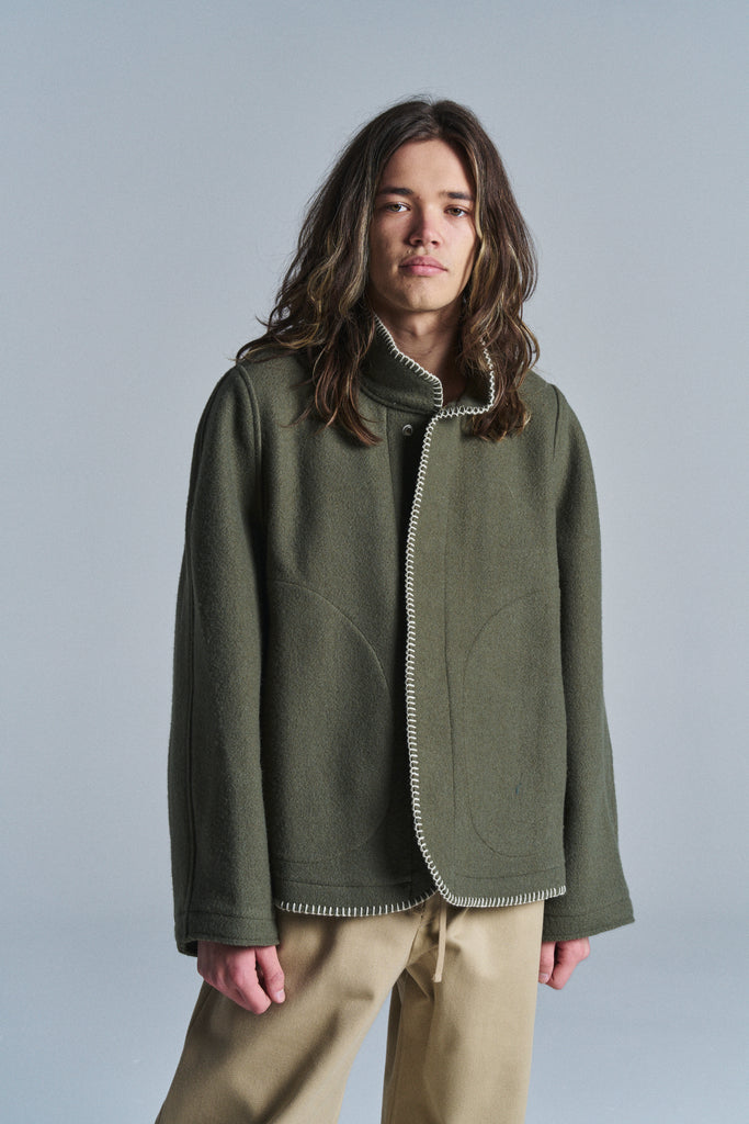 Grey Green Wool Blanket Jacket | 3MAN | DEPARTAMENTO