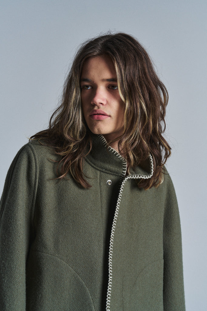 Grey Green Wool Blanket Jacket | 3MAN | DEPARTAMENTO