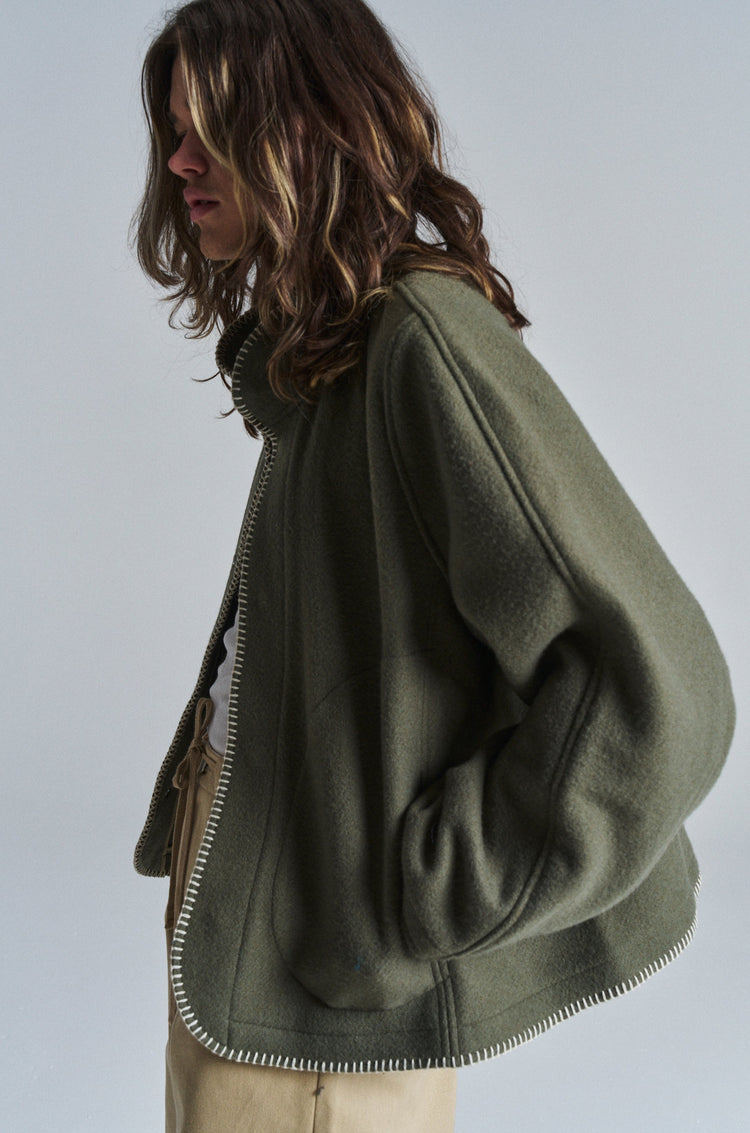 DPTO — Grey Green Wool Blanket Jacket