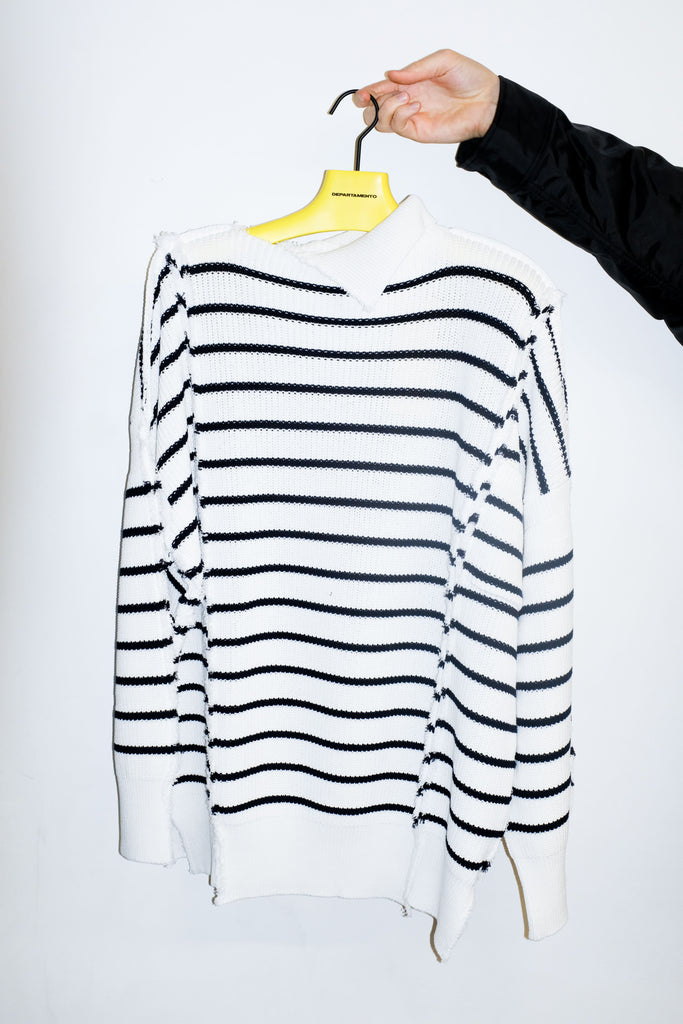 MARNI DISRUPTED BRETON SWEATER WHITE 46-