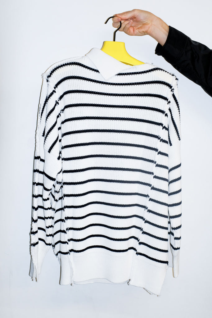 MARNI DISRUPTED BRETON SWEATER WHITE 46-