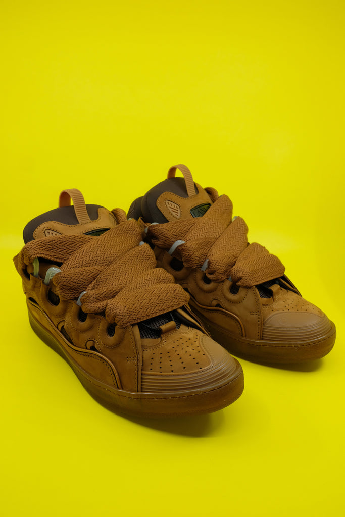 Tan Leather Curb Sneakers | Lanvin | DEPARTAMENTO