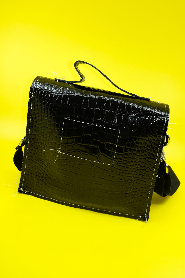 DPTO — Black S Croc Leather Crooked Bag