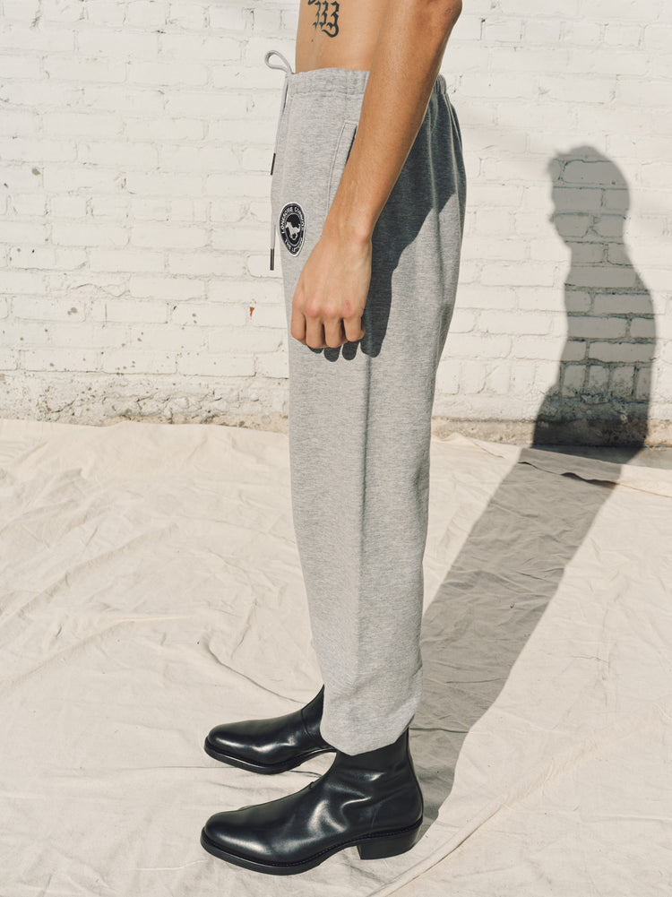 DPTO — Light Gray Loopwheel Fleece Cotton Horse Emblem Sweat Pants