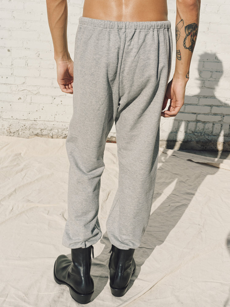 DPTO — Light Gray Loopwheel Fleece Cotton Horse Emblem Sweat Pants