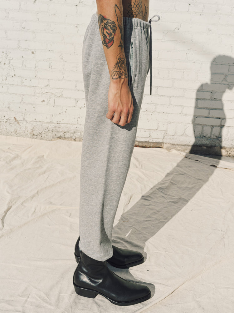 DPTO — Light Gray Loopwheel Fleece Cotton Horse Emblem Sweat Pants