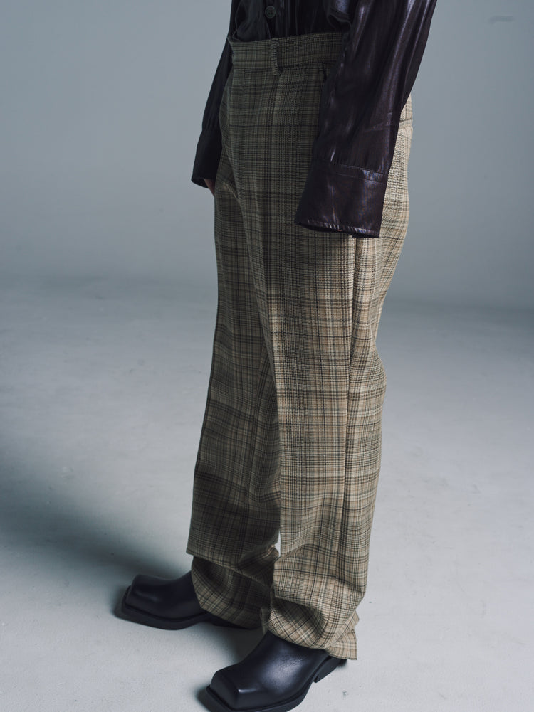 Brown Check Shapewear Bootcut Trousers