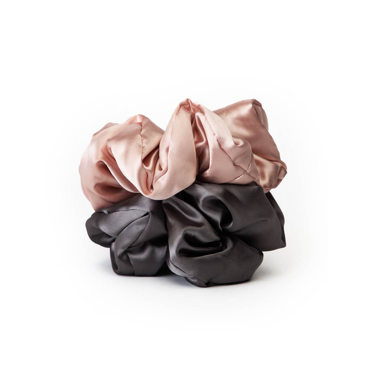 KITSCH - Satin Pillow Scrunchies - Blush/Charcoal