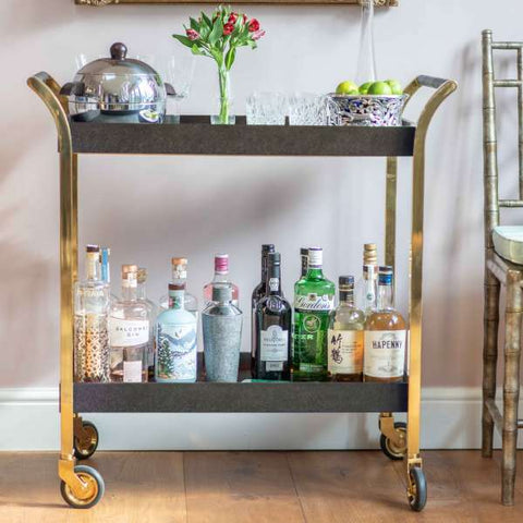 faux shagreen drink trolley