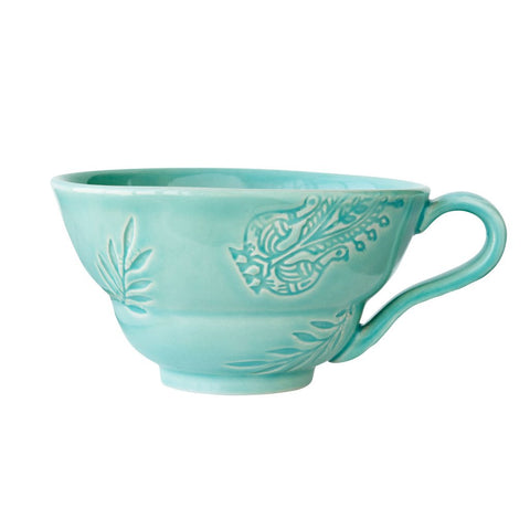 Cup with handle in aqua