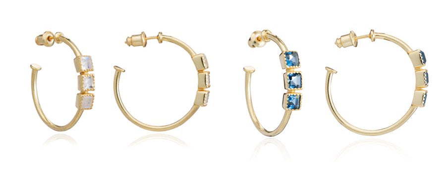 gemstone mosacic hoop earrings by azuni