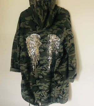 sequin angel wing hoodie