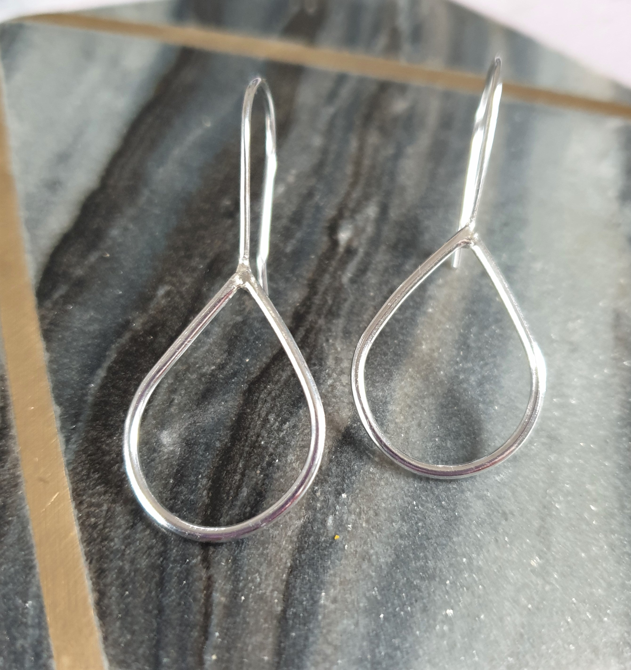 Teardrop Drop Silver Earrings Medium