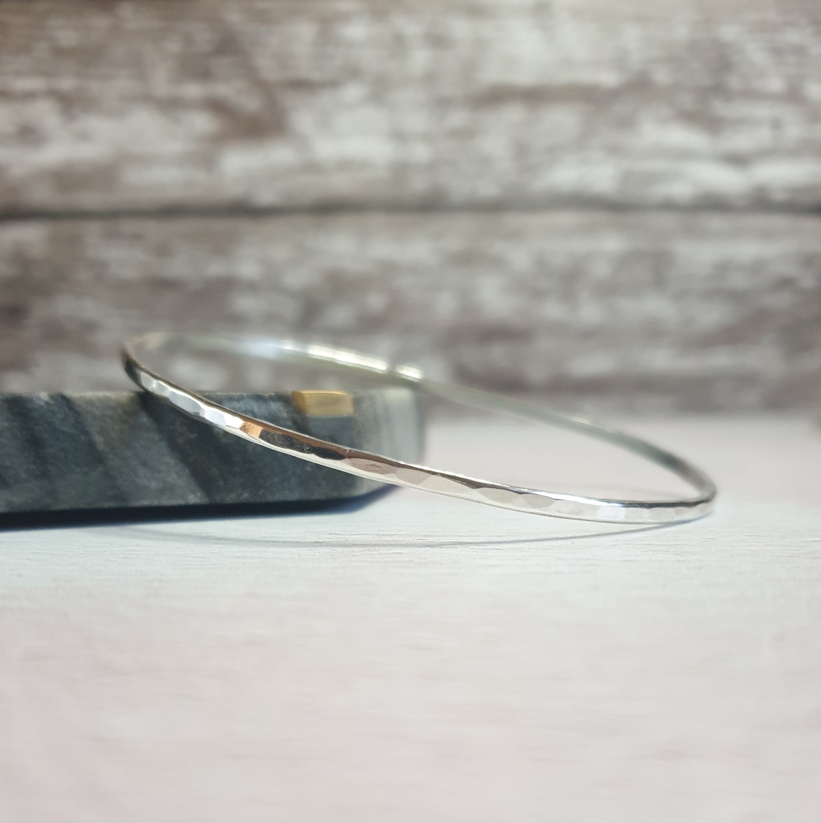 Hammered Silver Bangle