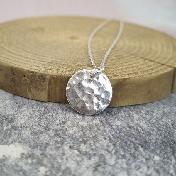 Silver Hammered Mini Disc Necklace – January Eleven Jewellery