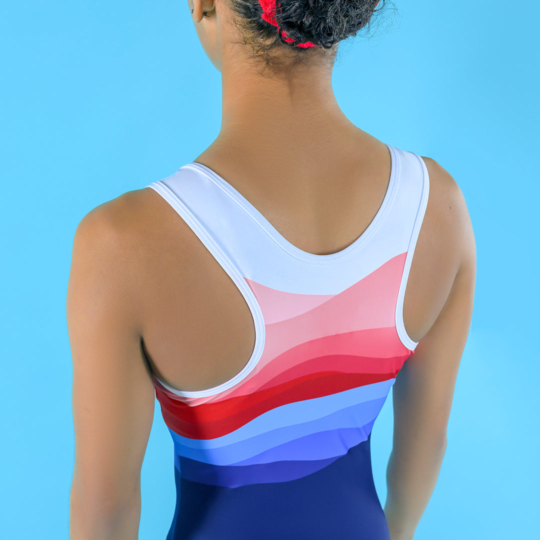 Racerback gymnastics leotard for teens by Destira, 2024