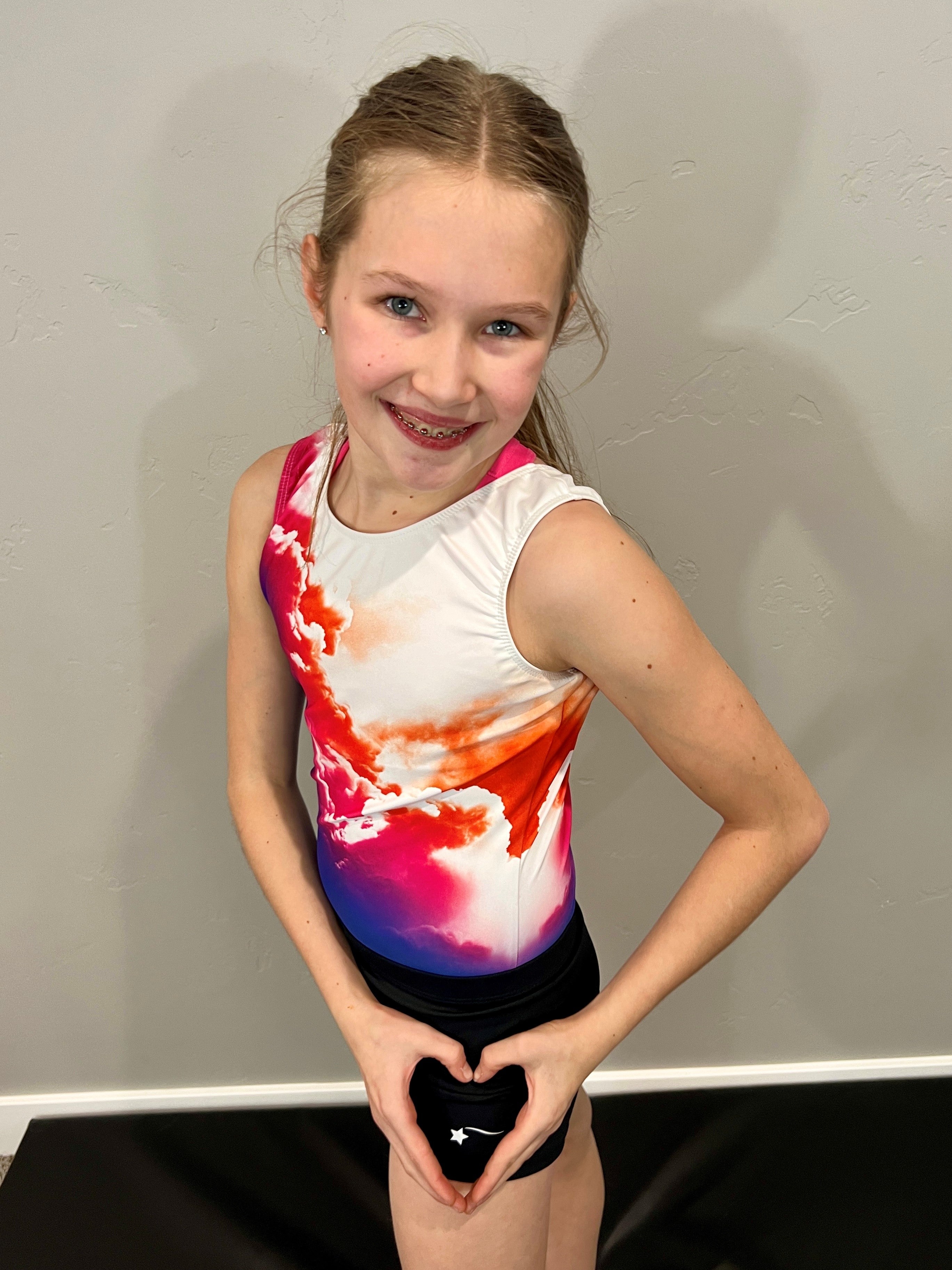 Laynee Smith in her Destira Rise Above gymnastics leotard, 2024