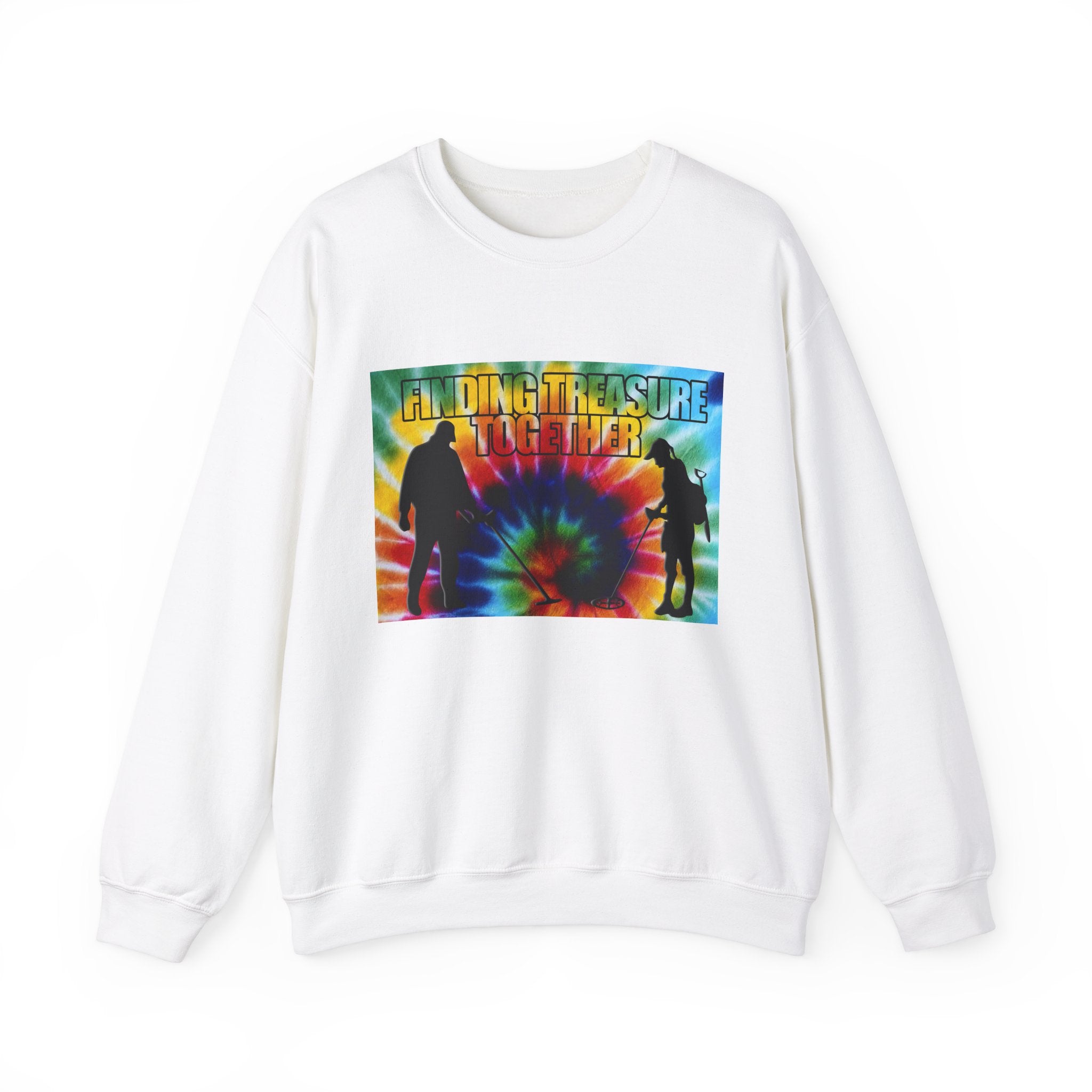 'Finding Treasure Together' Tie Dye, Heavy Blend Crewneck Sweatshirt - 1-sided print. S-XXXXX.